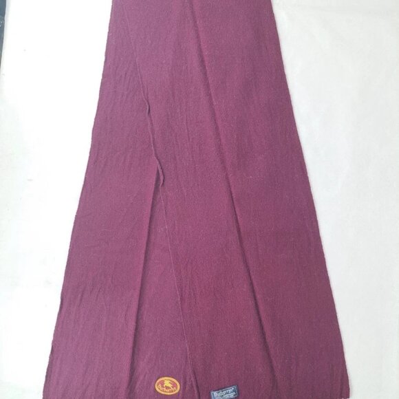 BURBERRY London Vintage Solid Plaid Knit 100% Lambs Wool Fringe Maroon SCARF - Picture 2 of 8